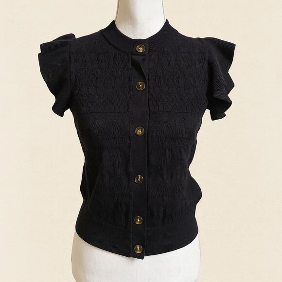 Who  What Wear M Black Sweater Cottagecore  Minimalist Romantic Vintage Retro - Picture 1 of 10